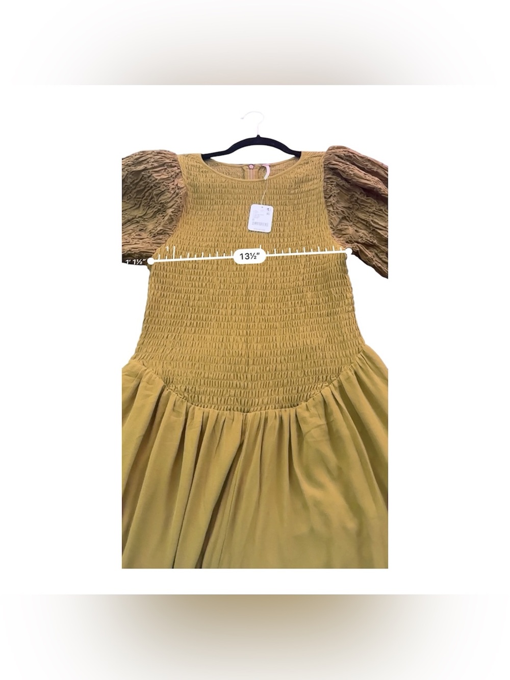 Free People Temperley Puff Sleeve Smocked Jumpsuit Greyed Olive NWT Size M - Picture 8 of 8
